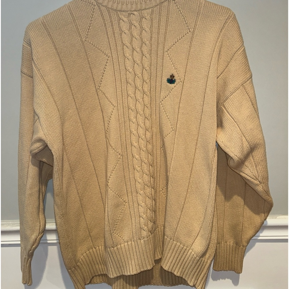 GANT Men's Size XLCable Knit Crewneck Pullover Sweater soft yellow